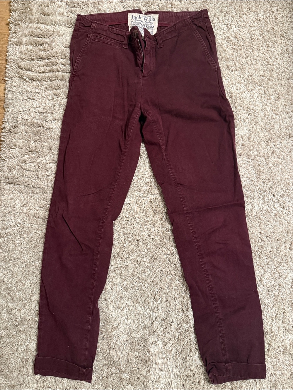 Jack Wills Maroon Straight-Leg Chinos